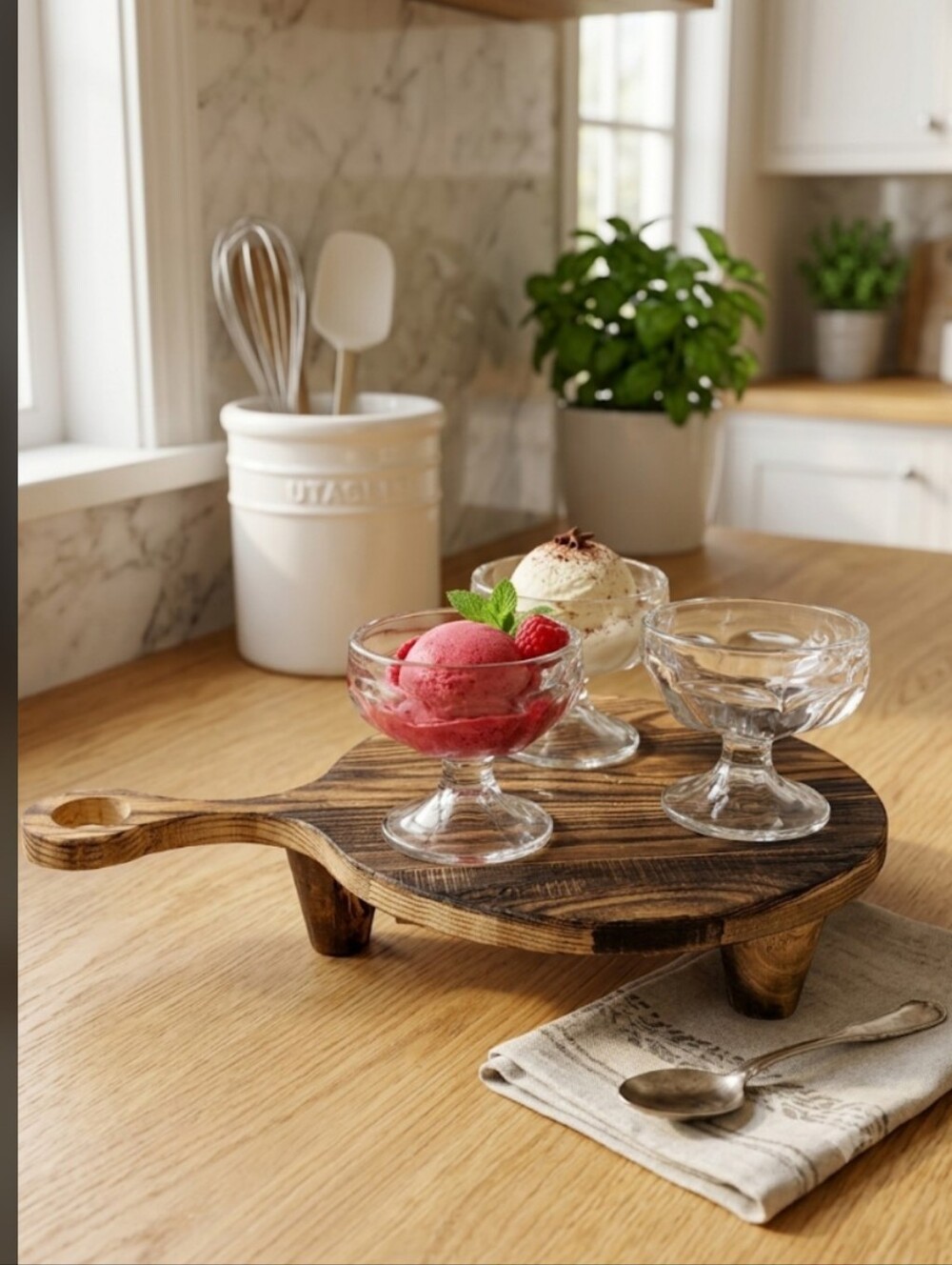 Vintage Glass Dessert Bowls - Set of 3